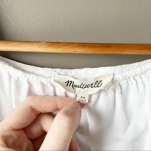 MADEWELL | White Cotton Cold Shoulder Top With Ties Size XS - Picture 6 of 7